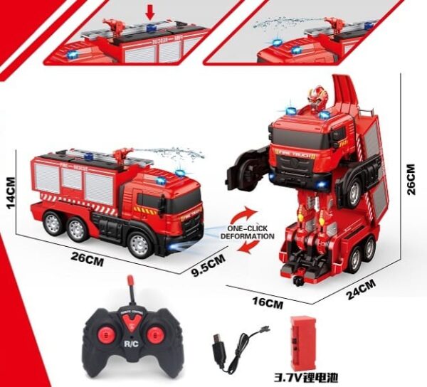 Camion Pompier Robot Transformable Télécommandé