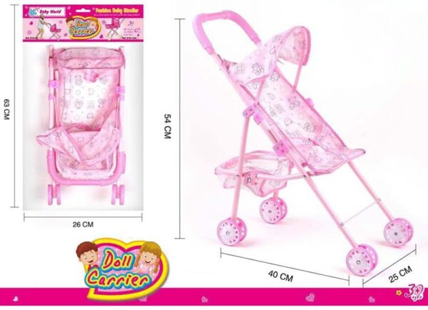 Poussette Rose pour Poupées Baby